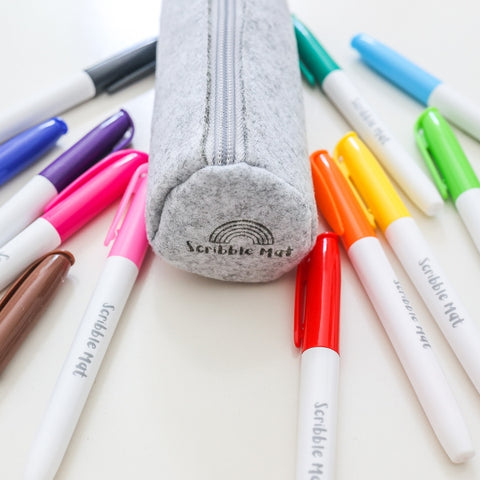 12 Pens in Felt Pencil Case