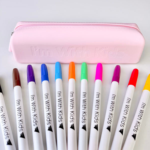 12 Washable Markers + Silicone Case