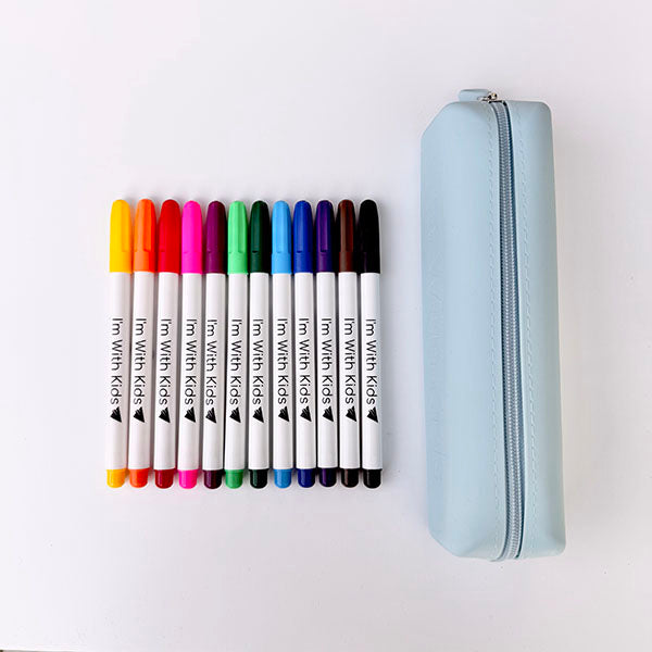 12 Washable Markers + Silicone Case