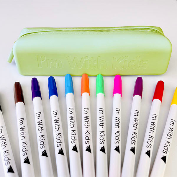 12 Washable Whiteboard Markers + Silicone Case
