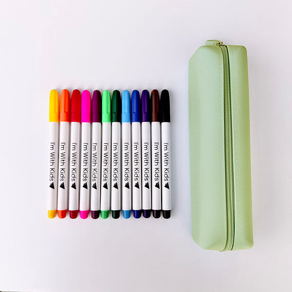 12 Washable Whiteboard Markers + Silicone Case