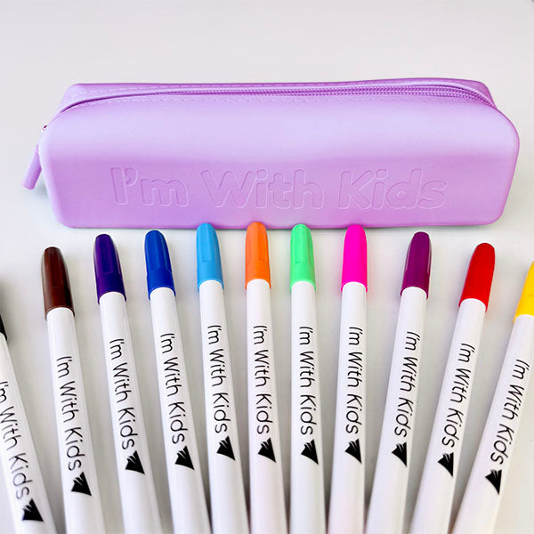 12 Washable Whiteboard Markers + Silicone Case